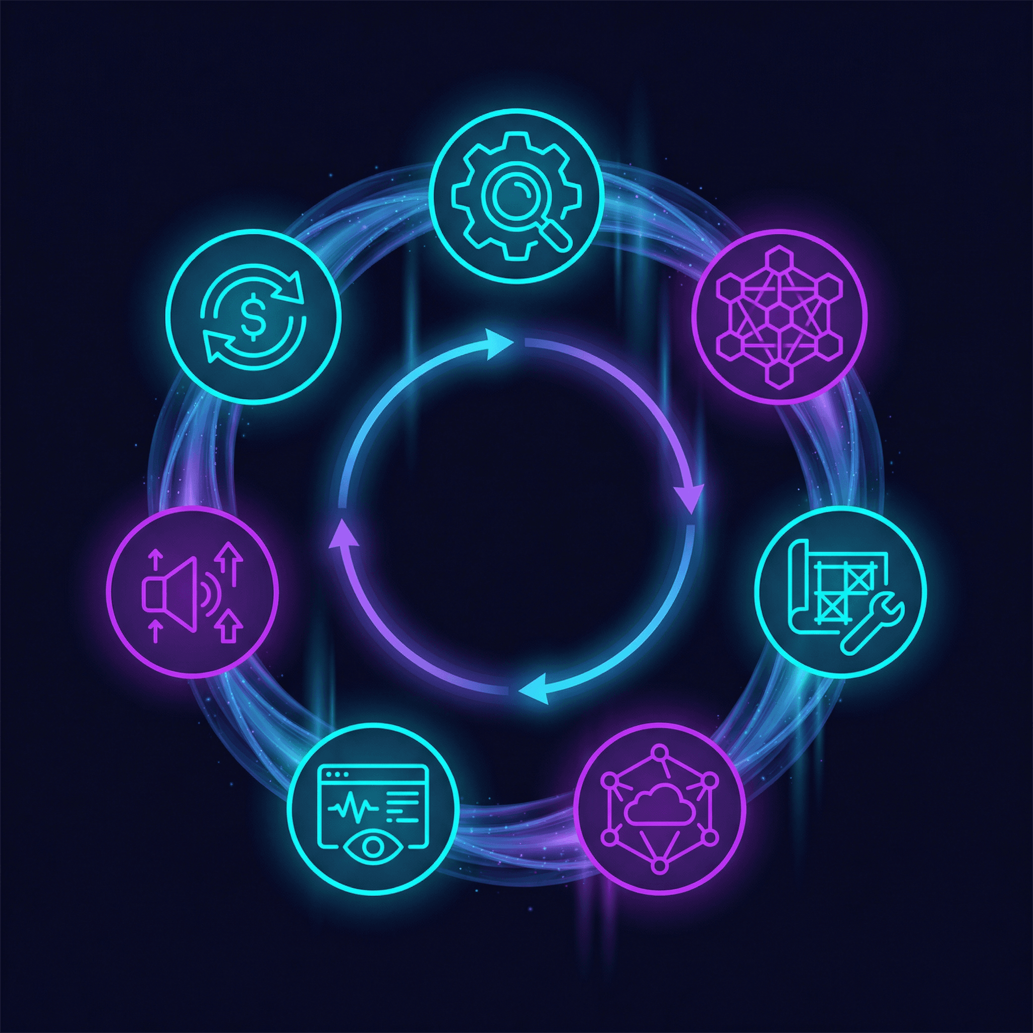 The A.G.E.N.T.I.C. Methodology, a seven-phase continuous optimization loop: Audit, Graph, Equip, Network, Track, Influence, Convert